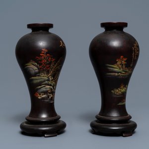 Une paire de vases en laque de Chine, Fujian, République, 20ème — photo 5