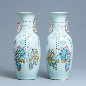 Une paire de vases en porcelaine de Chine famille rose, 19/20ème — photo 1