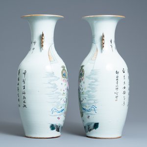 Une paire de vases en porcelaine de Chine famille rose, 19/20ème — photo 2
