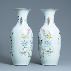 Une paire de vases en porcelaine de Chine famille rose, 19/20ème — photo 2