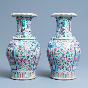 Une paire de vases en porcelaine de Chine famille rose, 19ème — photo 2