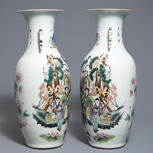 Une paire de vases en porcelaine de Chine famille rose à double décor, 19/20ème — photo 4