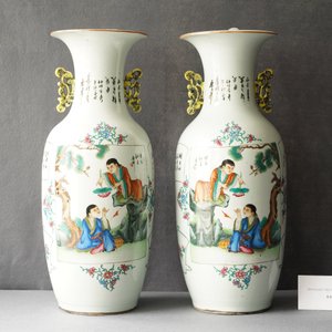 Une paire de vases en porcelaine de Chine famille rose à double décor, 19/20ème — photo 8