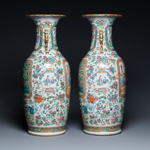 Une paire de vases en porcelaine de Chine famille rose de Canton, 19ème — photo 2
