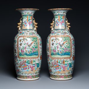 Une paire de vases en porcelaine de Chine famille rose de Canton, 19ème — photo 3