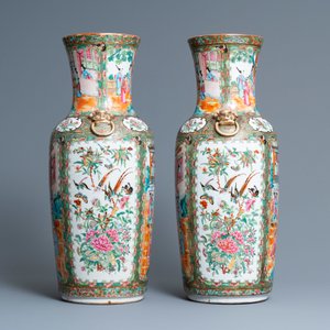 Une paire de vases en porcelaine de Chine famille rose de Canton, 19ème — photo 4