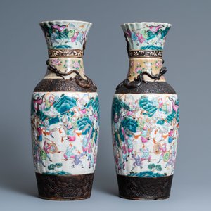 Une paire de vases en porcelaine de Chine famille rose dite 'de Nankin', 19ème — photo 2