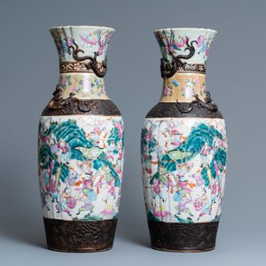 Une paire de vases en porcelaine de Chine famille rose dite 'de Nankin', 19ème — photo 3