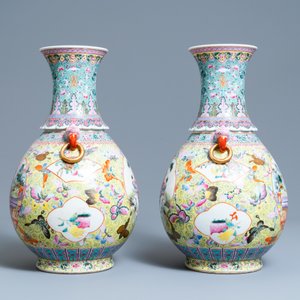 Une paire de vases en porcelaine de Chine famille rose, marque de Qianlong, République — photo 5
