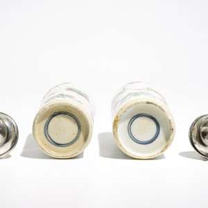 Une paire de vases en porcelaine de Chine famille verte aux montures en argent, Kangxi — photo 5