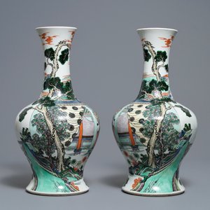 Une paire de vases en porcelaine de Chine famille verte, marque de Kangxi, 19ème — photo 4