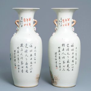 Une paire de vases en porcelaine de Chine qianjiang cai à décor de chiens Pékinois, 19ème — photo 3
