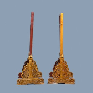 Une paire d'écrans en bois sculpté et doré pour le marché Straits ou Peranakan, 19ème — photo 5