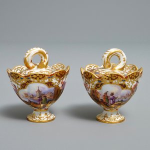 Une paire d'encriers couverts en porcelaine de Meissen à décor 'Kauffahrtei', Allemagne, 18ème — photo 1