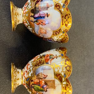 Une paire d'encriers couverts en porcelaine de Meissen à décor 'Kauffahrtei', Allemagne, 18ème — photo 15