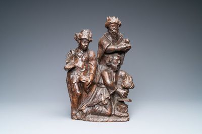 Une partie d'un groupe en chêne sculpté représentant 'L'adoration des mages', Vallée du Rhin, vers 1520