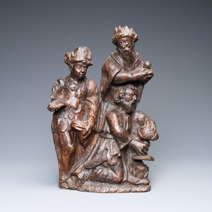 Une partie d'un groupe en chêne sculpté représentant 'L'adoration des mages', Vallée du Rhin, vers 1520 — photo 1