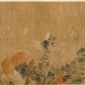 Une peinture rouleau sur papier figurant un ensemble floral, Chine, 18/19ème — photo 1