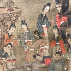 Une peinture rouleau sur soie figurant une scène de jardin, signé, Chine, 18/19ème — photo 13