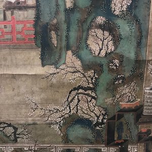 Une peinture rouleau sur soie figurant une scène de jardin, signé, Chine, 18/19ème — photo 10