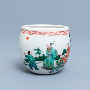 Une petite jardinière en porcelaine de Chine famille verte, marque de Chenghua, Kangxi — photo 1