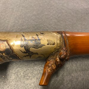 Une pipe à opium en bambou, jadéïte, métal paktong et grès de Yixing, Chine, 19ème — photo 26