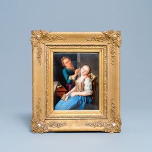 Une plaque de forme rectangulaire en porcelaine K.P.M. de Berlin, Allemagne, 19ème — photo 1