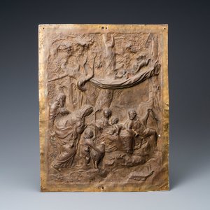 Une plaque en cuivre d'une porte de tabernacle figurant 'La Naissance', Italie, 17ème — photo 1