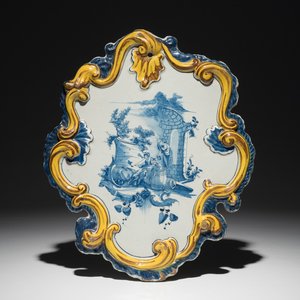 Une plaque en faïence de Delft à technique mixte au sujet pastoral, 18ème — photo 1