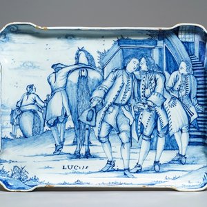 Une plaque en faïence de Delft bleu et blanc à décor du 'Retour du fils prodigue', 18ème — photo 1