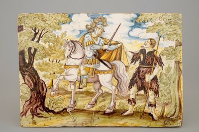Une plaque en majolique italienne de Castelli, 17/18ème