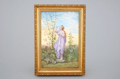 Une plaque en porcelaine de Sèvres d'après Jean-Louis Hamon: Aurora, signé Lievrat, 19ème