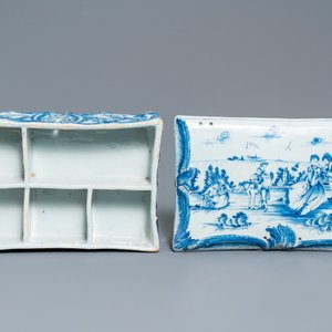 Une rare boîte à bijoux et son couvercle en faïence de Delft en bleu et blanc, 18ème — photo 8