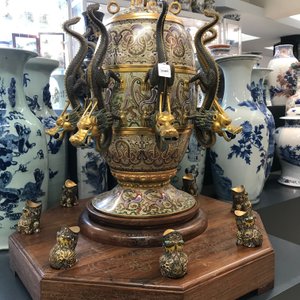 Une réplique du sismographe de Zhang Heng en émaux cloisonnés, Chine, 20ème — photo 13