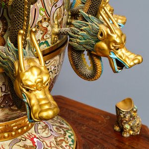 Une réplique du sismographe de Zhang Heng en émaux cloisonnés, Chine, 20ème — photo 3