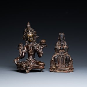 Une sculpture de Wenchang Wang en bronze et une Tara en alliage de cuivre, Chine, Ming et 19/20ème — photo 2