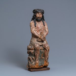 Une statue de Christ aux liens en tilleul ou peuplier sculpté et polychromé, Allemagne, 15ème — photo 1
