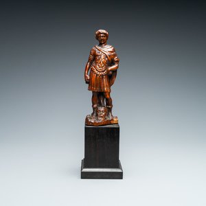 Une statue de David avec la tête de Goliath en buis sculpté, Flandres, 17ème — photo 1