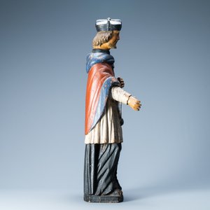 Une statue de Jean Népomucène en bois polychromé, probablement Allemagne, 17/18ème — photo 3