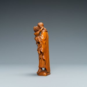 Une statue de Joseph à l'enfant en buis sculpté, Flandres, 17ème — photo 3