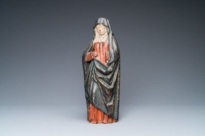 Une statue de la Vierge de Calvaire en chêne sculpté et polychromé, vers 1500