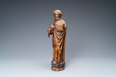 Une statue de l'apôtre Saint Pierre en chêne sculpté, Vallée du Rhin, Allemagne, 15ème