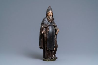 Une statue de Saint Antoine en chêne sculpté et polychromé, 16ème