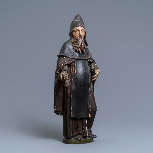 Une statue de Saint Antoine en chêne sculpté et polychromé, 16ème — photo 1