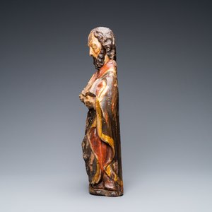 Une statue de Saint Pierre en bois sculpté polychromé, France, 19ème — photo 3