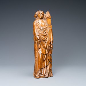 Une statue de Sainte Barbe en chêne sculpté, vers 1500 — photo 1