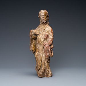 Une statue d'un évangéliste en bois sculpté et polychromé, 16ème — photo 1