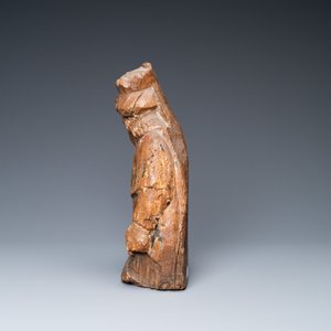 Une statue d'un prophète en chêne sculpté avec traces de polychromie, 16ème — photo 3