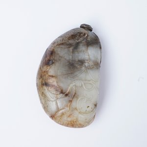 Une tabatière en jade gris-blanc et rouille, Chine, 19/20ème — photo 9