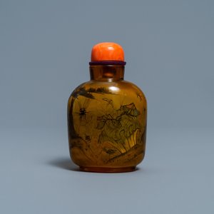 Une tabatière en verre peint à l'intérieur à décor de sauterelles, attr. à Xue Shaofu, ca. 1900 — photo 3